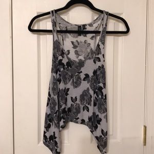 Black Poppy Gray and Black Crop Top